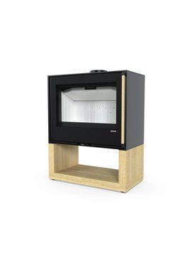 Сталева піч Defro Home CUBEN S з дерев'яною підставкою Сталева піч Defro Home CUBEN S з дерев'яною підставкою фото