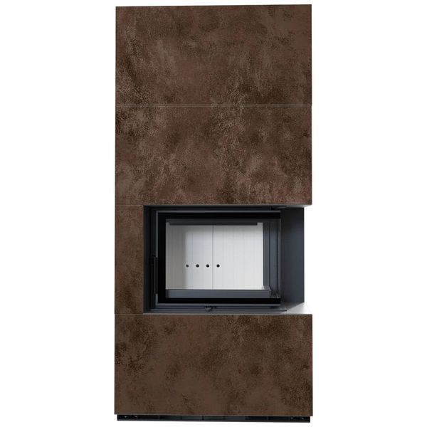 Камін Kratki FLOKI BOX правий 8 kW &Oslash; 160 в обудові з керамограніту OXIDE MORO FLOKI/S/P/Q/O/M фото