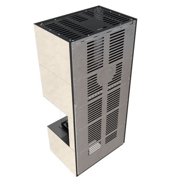 Камін Kratki FLOKI BOX правий 8 kW &Oslash; 160 в обудові з керамограніту FOKOS TALCO FLOKI/S/P/Q/F/T фото