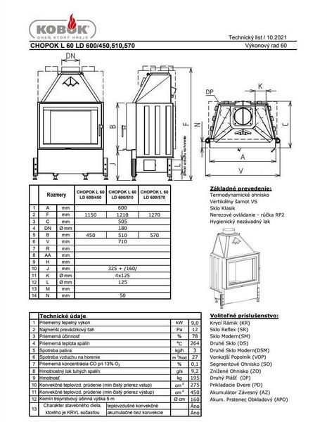 Каминная топка на дровах Kobok Chopok L 60 LD 600/510 1238187143 фото